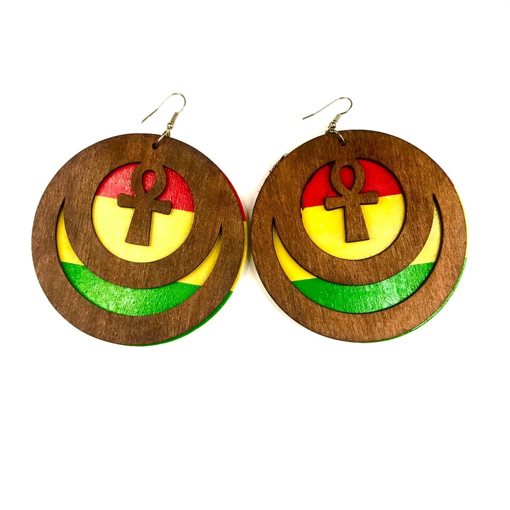 Multi color wood earrings